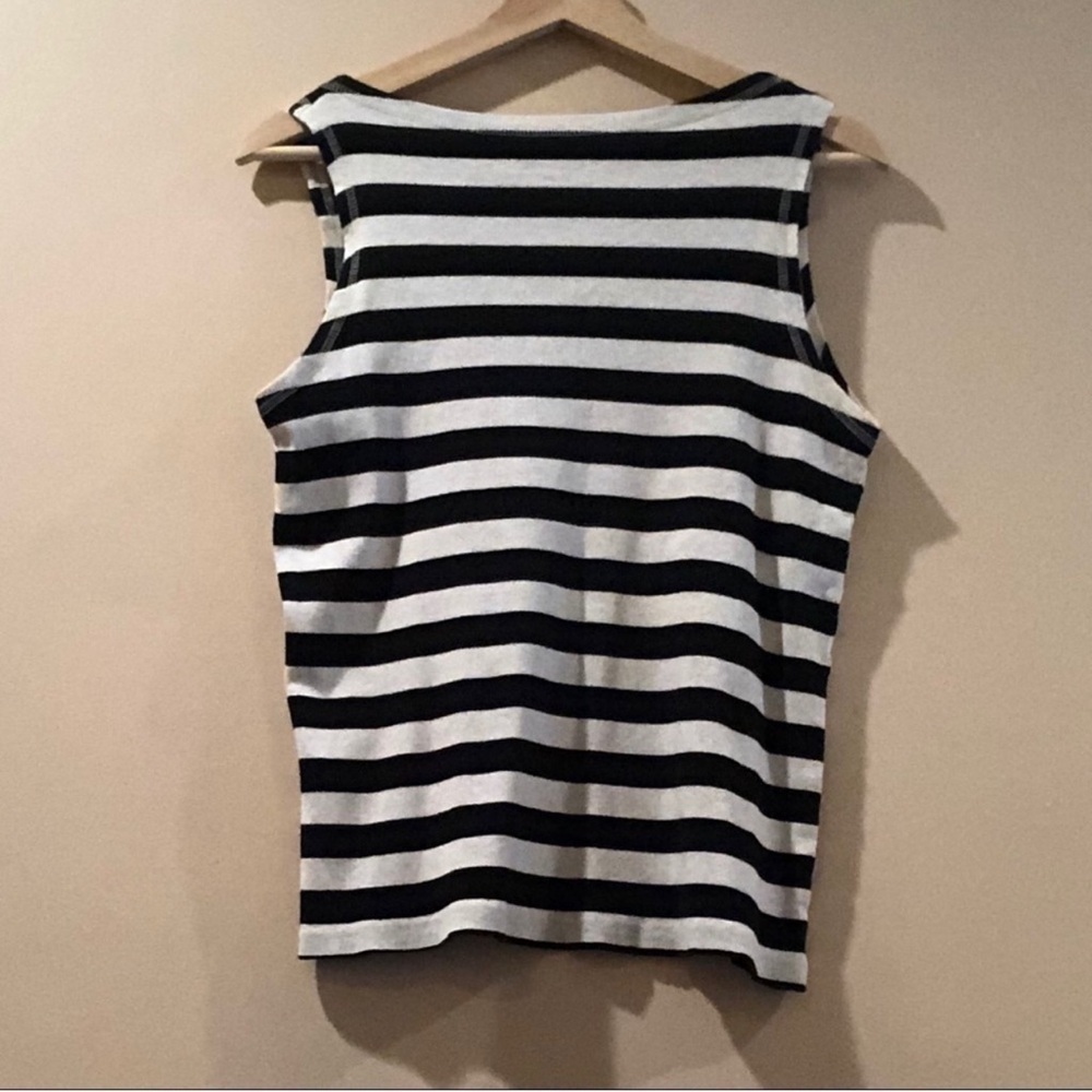 Allison Whitmore Black and White Striped Tank Top XL - Picture 2 of 6